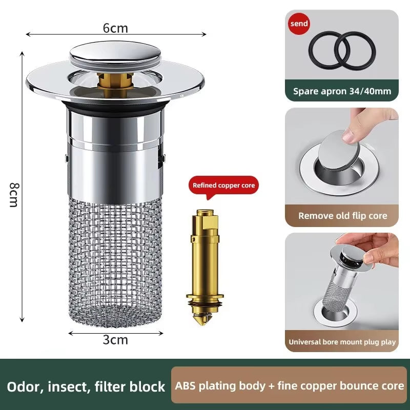 1PCS Sink Sneeze Guard: The Stainless Steel Plug That Bounces Back and Keeps Your Stink in Check!