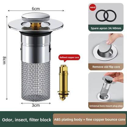 1PCS Sink Sneeze Guard: The Stainless Steel Plug That Bounces Back and Keeps Your Stink in Check!
