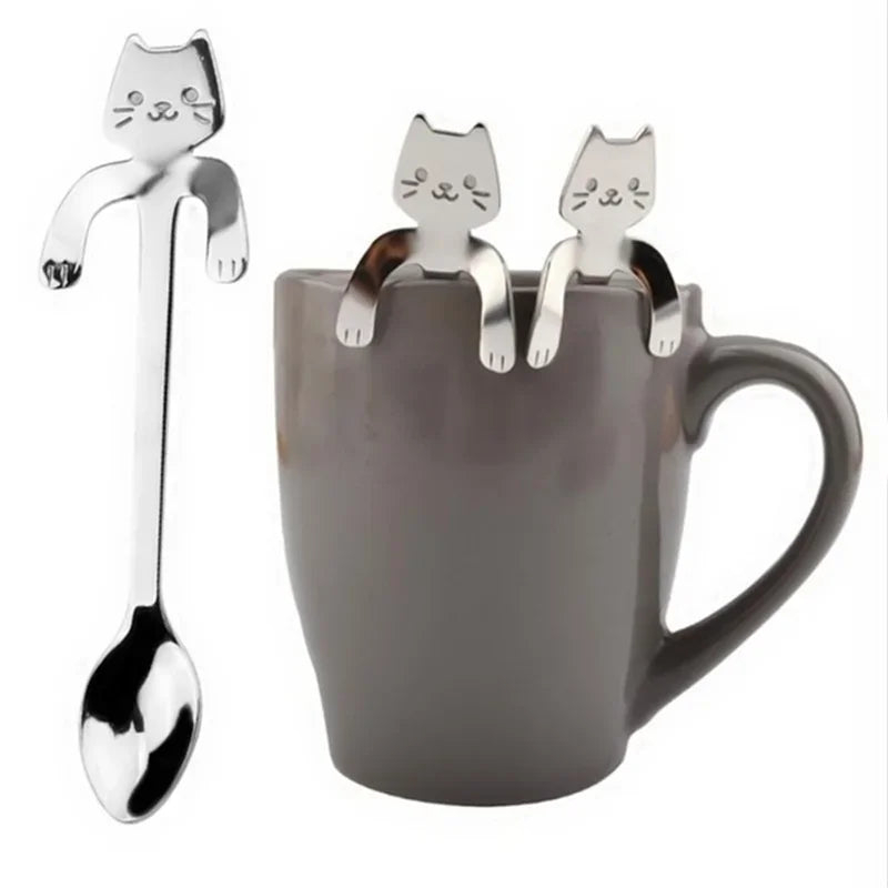Purr-fectly Adorable Stainless Steel Cat Spoon: Your Dessert's New Feline Friend!