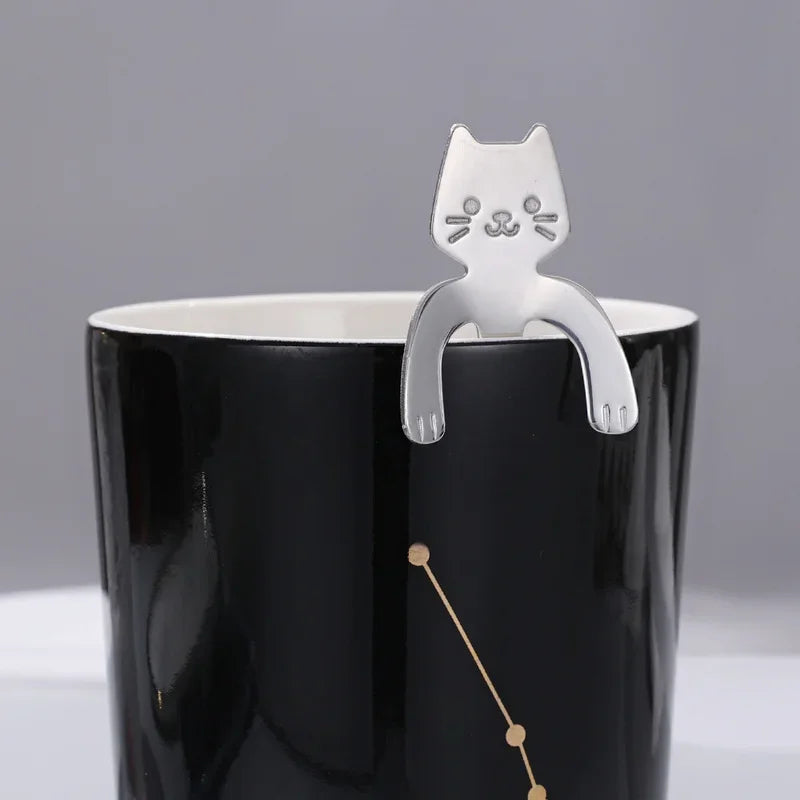 Purr-fectly Adorable Stainless Steel Cat Spoon: Your Dessert's New Feline Friend!
