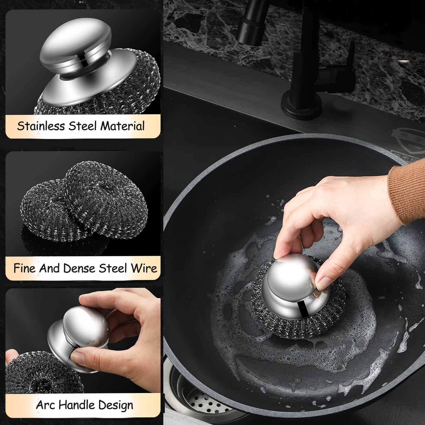 1PC Scrub-a-Dub-Dub: The Mighty Metal Wool Wonder for Your Grimy Pots and Pans!