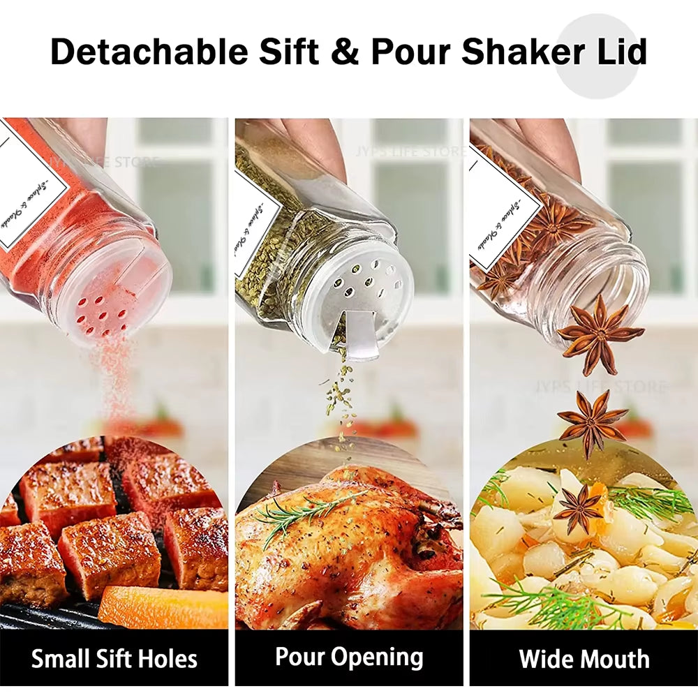 12 Tiny Glass Towers of Flavor with Fancy Hats: The Ultimate Spice Squad for Your Kitchen Shenanigans!