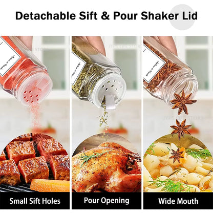 12 Tiny Glass Towers of Flavor with Fancy Hats: The Ultimate Spice Squad for Your Kitchen Shenanigans!