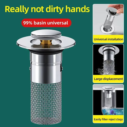 1PCS Sink Sneeze Guard: The Stainless Steel Plug That Bounces Back and Keeps Your Stink in Check!