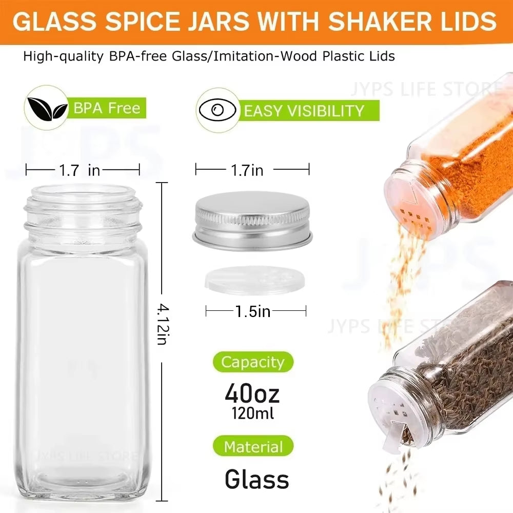 12 Tiny Glass Towers of Flavor with Fancy Hats: The Ultimate Spice Squad for Your Kitchen Shenanigans!