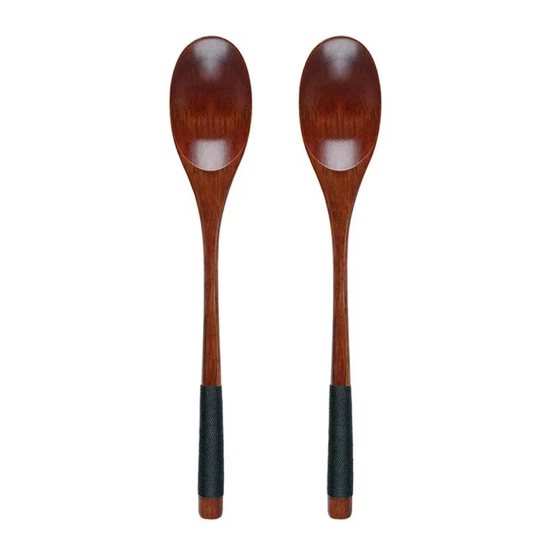 2-Piece Wooden Food Scooper Duo: The Long Arm of the Spoon and Forky McForkface for Your Culinary Adventures!
