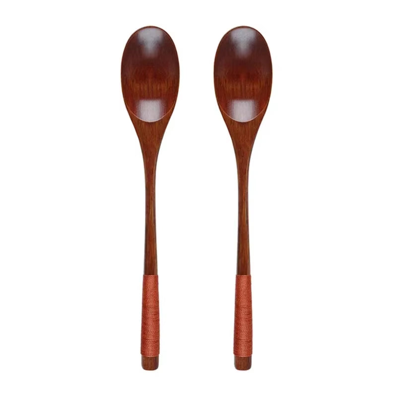 2-Piece Wooden Food Scooper Duo: The Long Arm of the Spoon and Forky McForkface for Your Culinary Adventures!