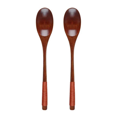 2-Piece Wooden Food Scooper Duo: The Long Arm of the Spoon and Forky McForkface for Your Culinary Adventures!