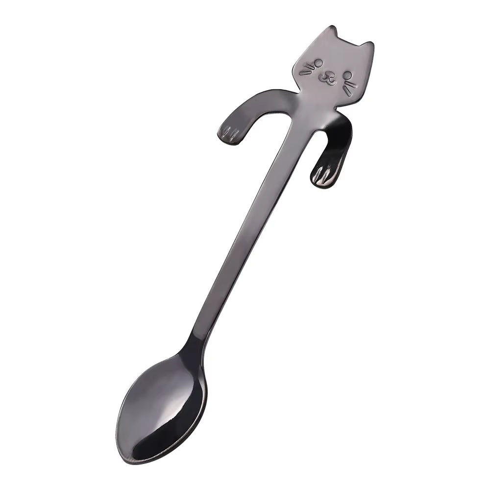 Purr-fectly Adorable Stainless Steel Cat Spoon: Your Dessert's New Feline Friend!