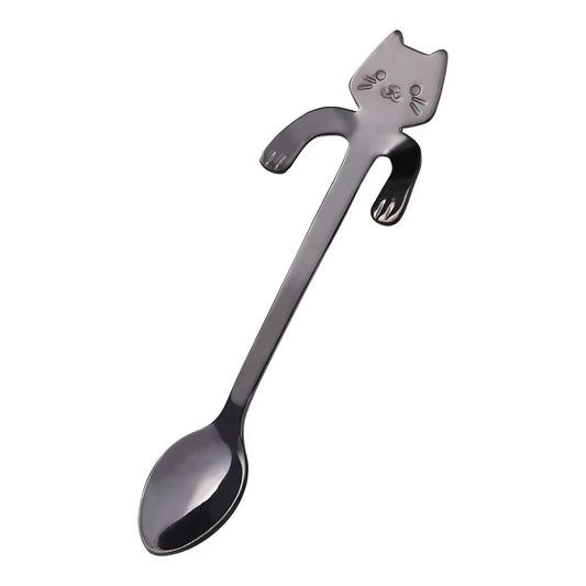 Purr-fectly Adorable Stainless Steel Cat Spoon: Your Dessert's New Feline Friend!