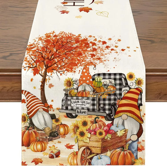 Gnome on the Run: A Thanksgiving Truckload of Leaves for Your Table's Holiday Shenanigans!