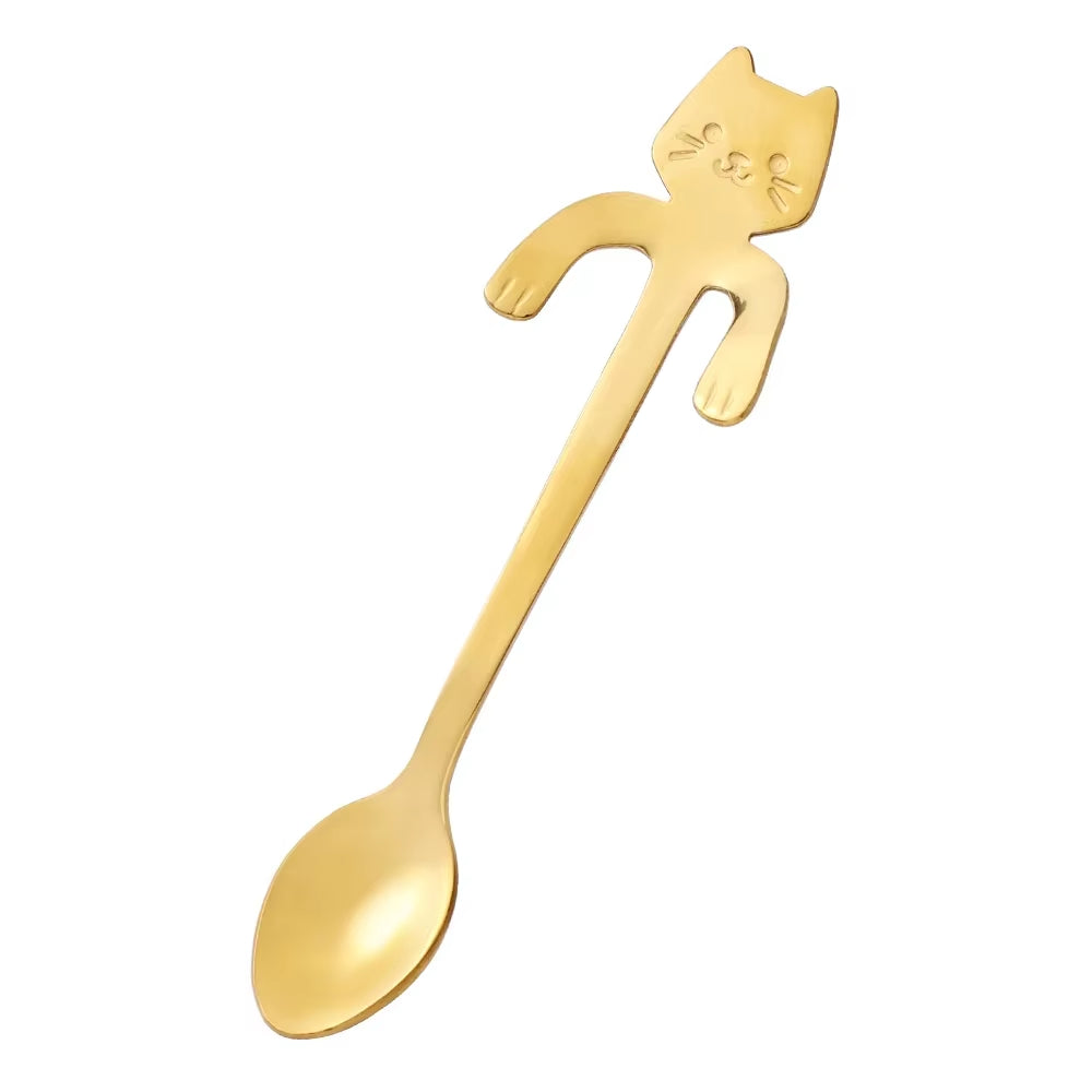 Purr-fectly Adorable Stainless Steel Cat Spoon: Your Dessert's New Feline Friend!