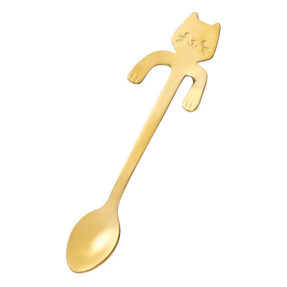 Purr-fectly Adorable Stainless Steel Cat Spoon: Your Dessert's New Feline Friend!