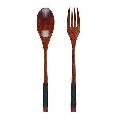 2-Piece Wooden Food Scooper Duo: The Long Arm of the Spoon and Forky McForkface for Your Culinary Adventures!