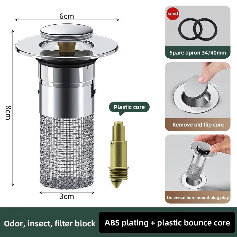 1PCS Sink Sneeze Guard: The Stainless Steel Plug That Bounces Back and Keeps Your Stink in Check!