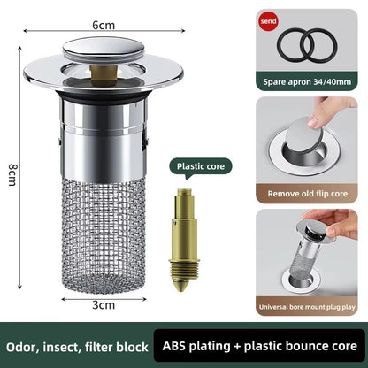 1PCS Sink Sneeze Guard: The Stainless Steel Plug That Bounces Back and Keeps Your Stink in Check!