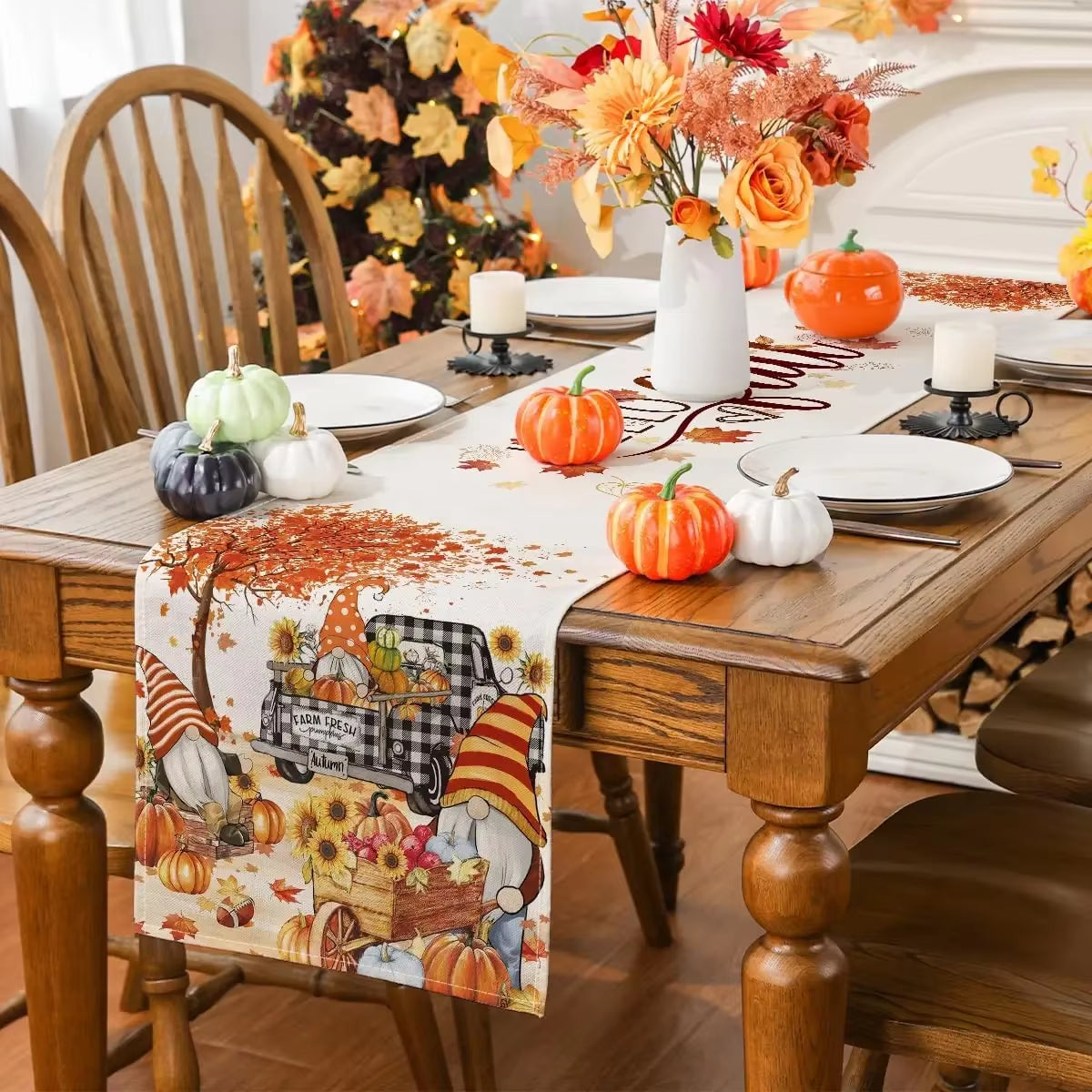 Gnome on the Run: A Thanksgiving Truckload of Leaves for Your Table's Holiday Shenanigans!