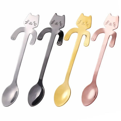 Purr-fectly Adorable Stainless Steel Cat Spoon: Your Dessert's New Feline Friend!