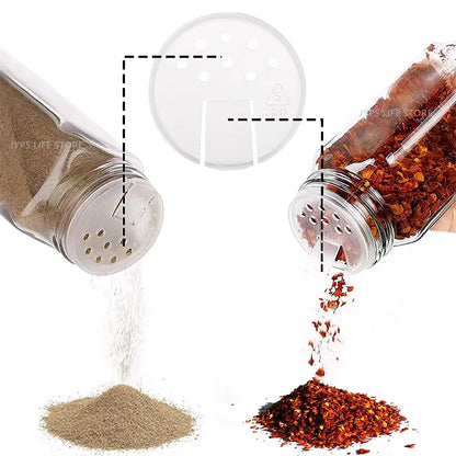 12 Tiny Glass Towers of Flavor with Fancy Hats: The Ultimate Spice Squad for Your Kitchen Shenanigans!