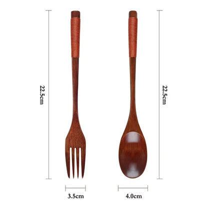2-Piece Wooden Food Scooper Duo: The Long Arm of the Spoon and Forky McForkface for Your Culinary Adventures!