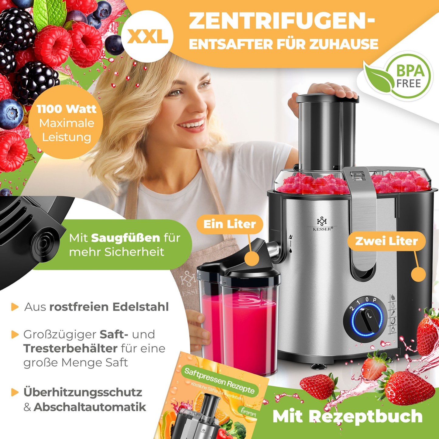 KESSER® Juice Squeezer 1100W: The Fruit's Worst Nightmare!