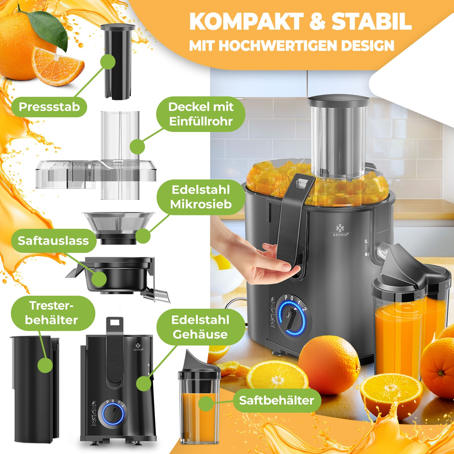 KESSER® Juice Squeezer 1100W: The Fruit's Worst Nightmare!