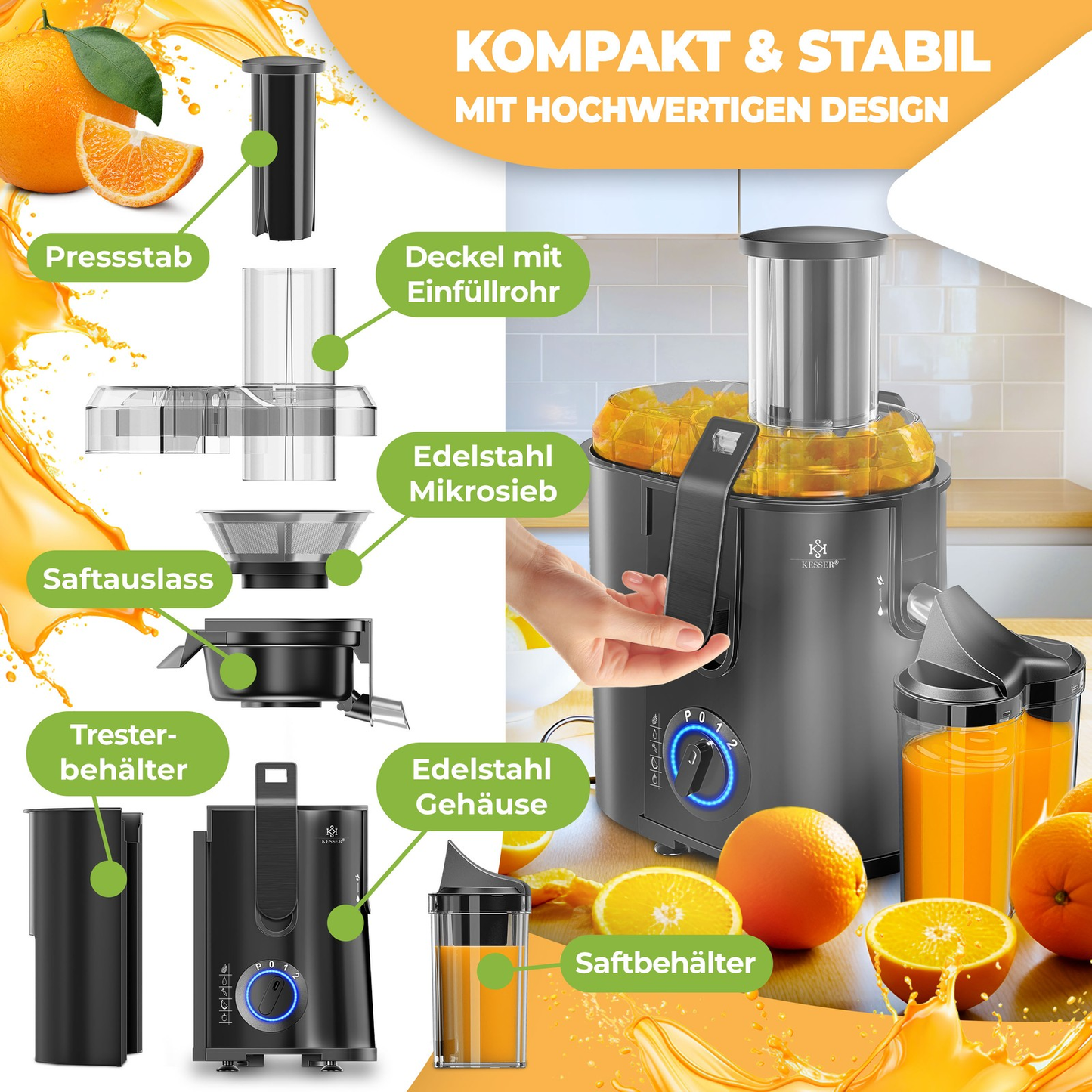 KESSER® Juice Squeezer 1100W: The Fruit's Worst Nightmare!