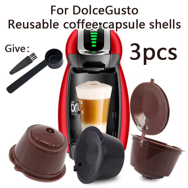Triple Trouble: The Ultimate Dolce Gusto Coffee Filter Trio with a Spoon and Brush for Caffeine Shenanigans!
