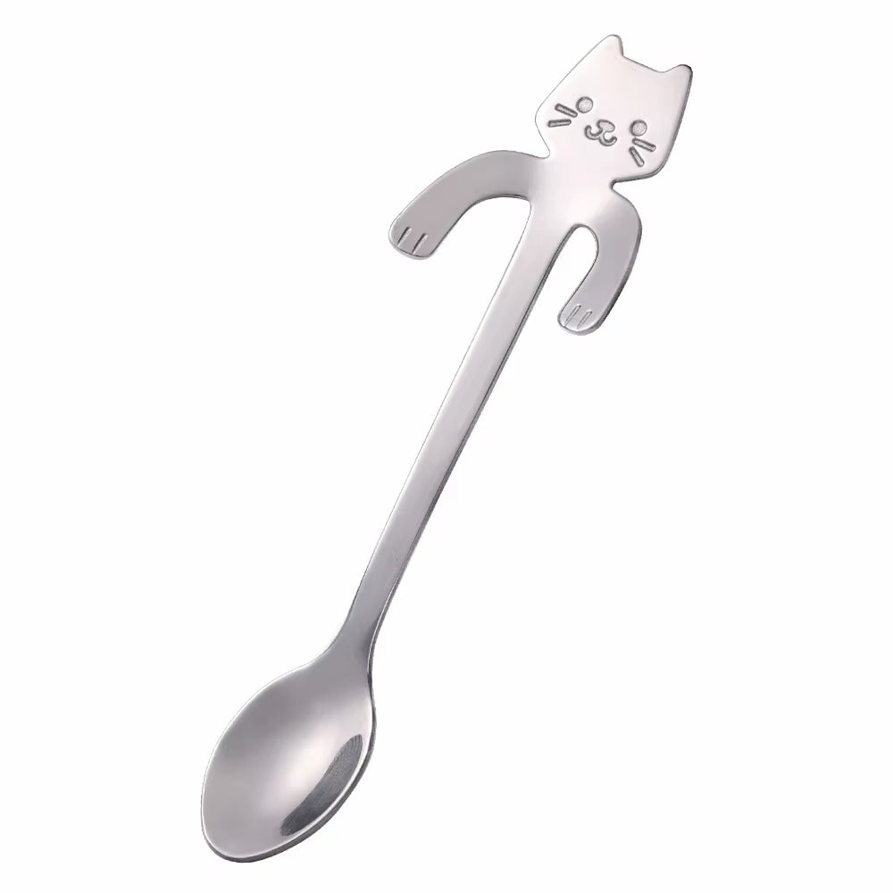 Purr-fectly Adorable Stainless Steel Cat Spoon: Your Dessert's New Feline Friend!