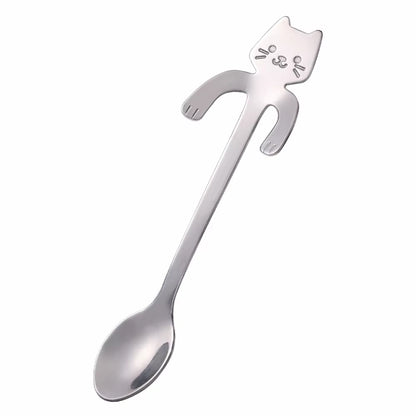 Purr-fectly Adorable Stainless Steel Cat Spoon: Your Dessert's New Feline Friend!