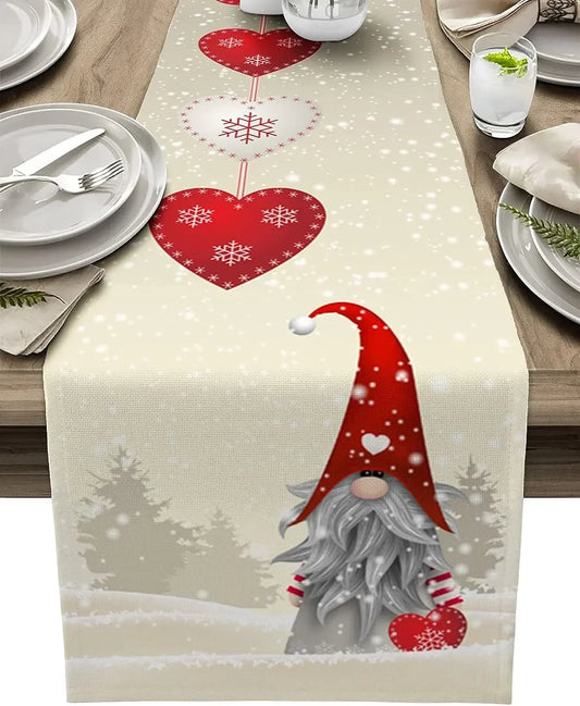 Jolly Gnome's Flaky Love Blanket for Your Feast: A Heartfelt Table Runner That Says "Eat, Drink, and Be Merry!