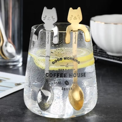 Purr-fectly Adorable Stainless Steel Cat Spoon: Your Dessert's New Feline Friend!