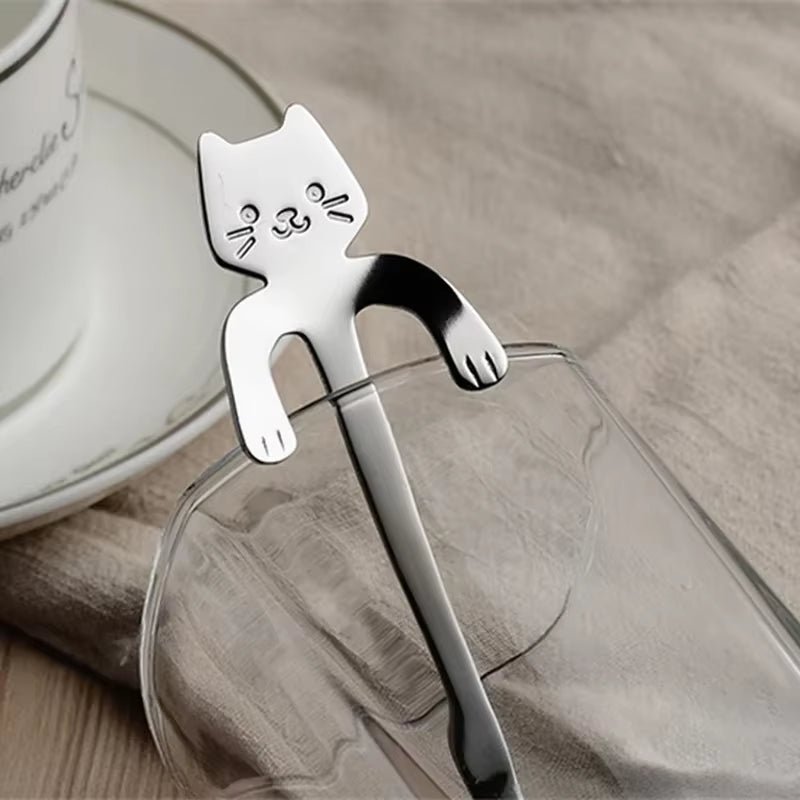 Purr-fectly Adorable Stainless Steel Cat Spoon: Your Dessert's New Feline Friend!