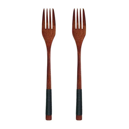 2-Piece Wooden Food Scooper Duo: The Long Arm of the Spoon and Forky McForkface for Your Culinary Adventures!